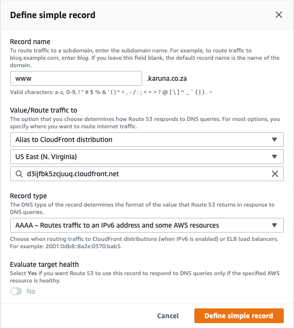 Route53 IPv6 Settings