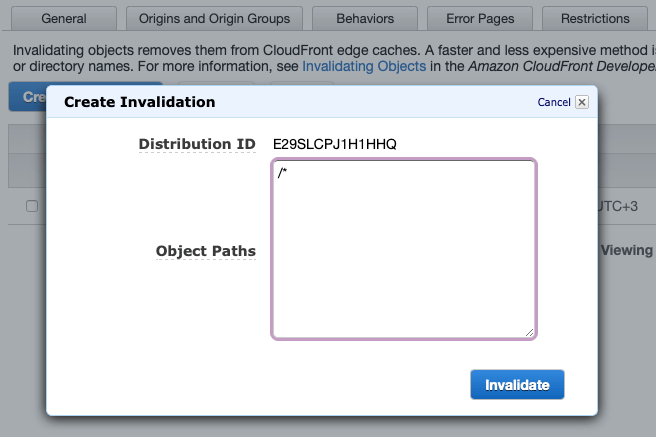 Invalidating the CloudFront Cache