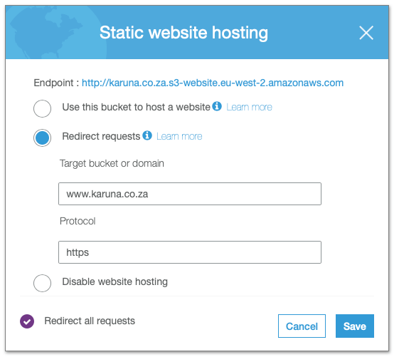 Website Properties for bare domain