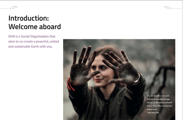 Shift Brand Manual - Welcome Page