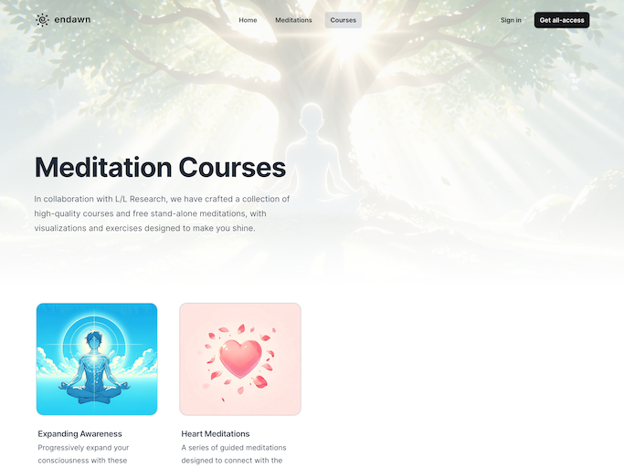Endawn meditation courses page