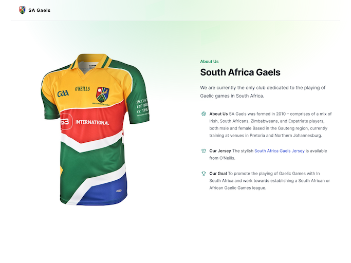 Gaelic football team homepage